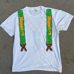 Vintage 1990 Newport Cigarettes Suspenders Single Stitch White Shirt